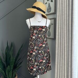 Forever 21 Black Whimsigoth Babydoll Floral Slip Mini Dress